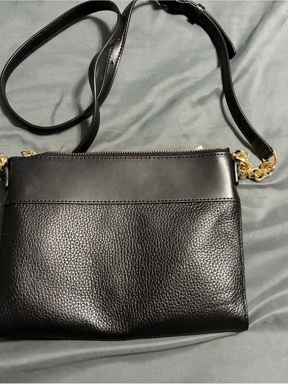 Michael Kors Black Pebbled Leather Crossbody with Gold Hardware